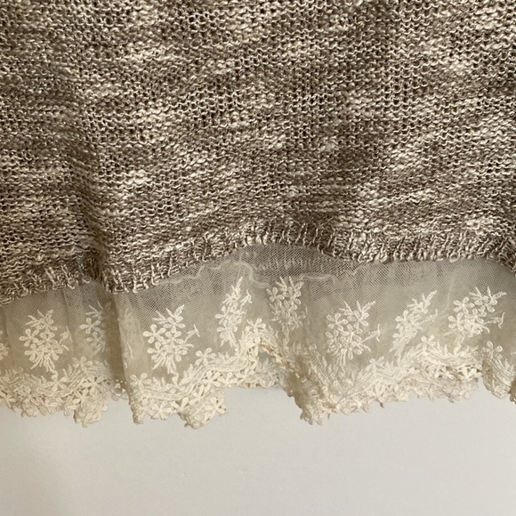 Rewind XS khaki, cream tweed, lace sweater - Picture 5 of 9